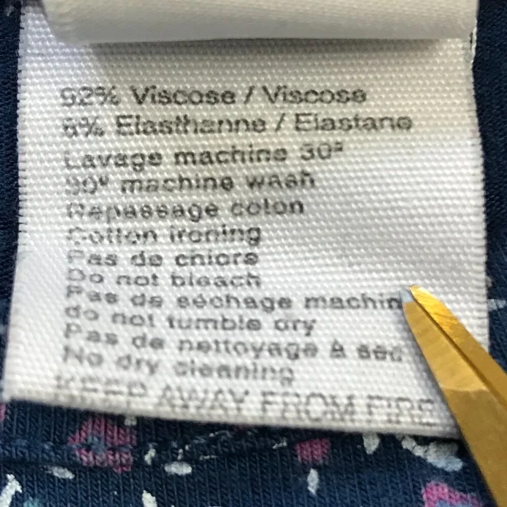 Charabia Viscose Floral Dress Baby Girls Size 12 Months Navy Purple Floral Print